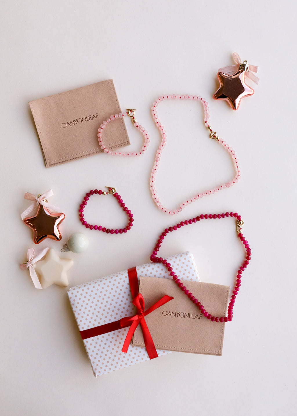 Pink Beaded Bracelet or Anklet with 14k Gold-Filled Accents