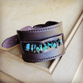 Natural Turquoise & Dark Leather Statement Cuff