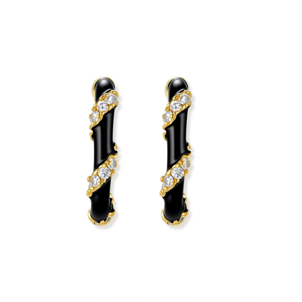 Midnight Stripe Sterling Silver Hoops | Dopamine Alley