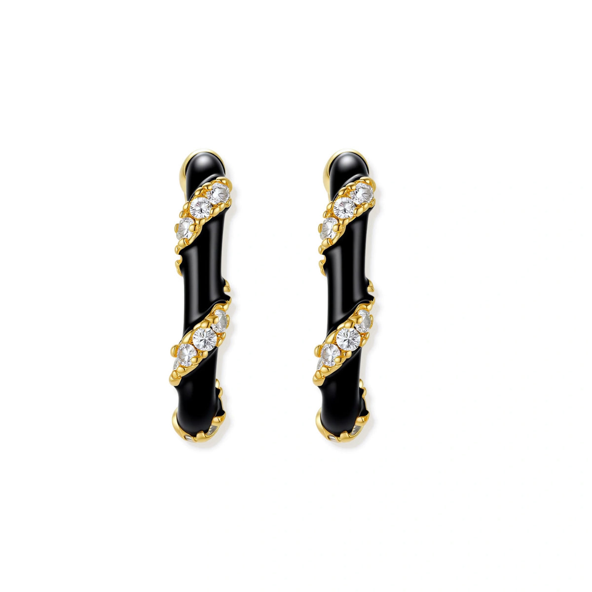 Midnight Stripe Sterling Silver Hoops | Dopamine Alley
