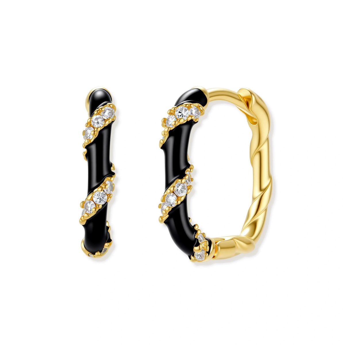 Midnight Stripe Sterling Silver Hoops | Dopamine Alley