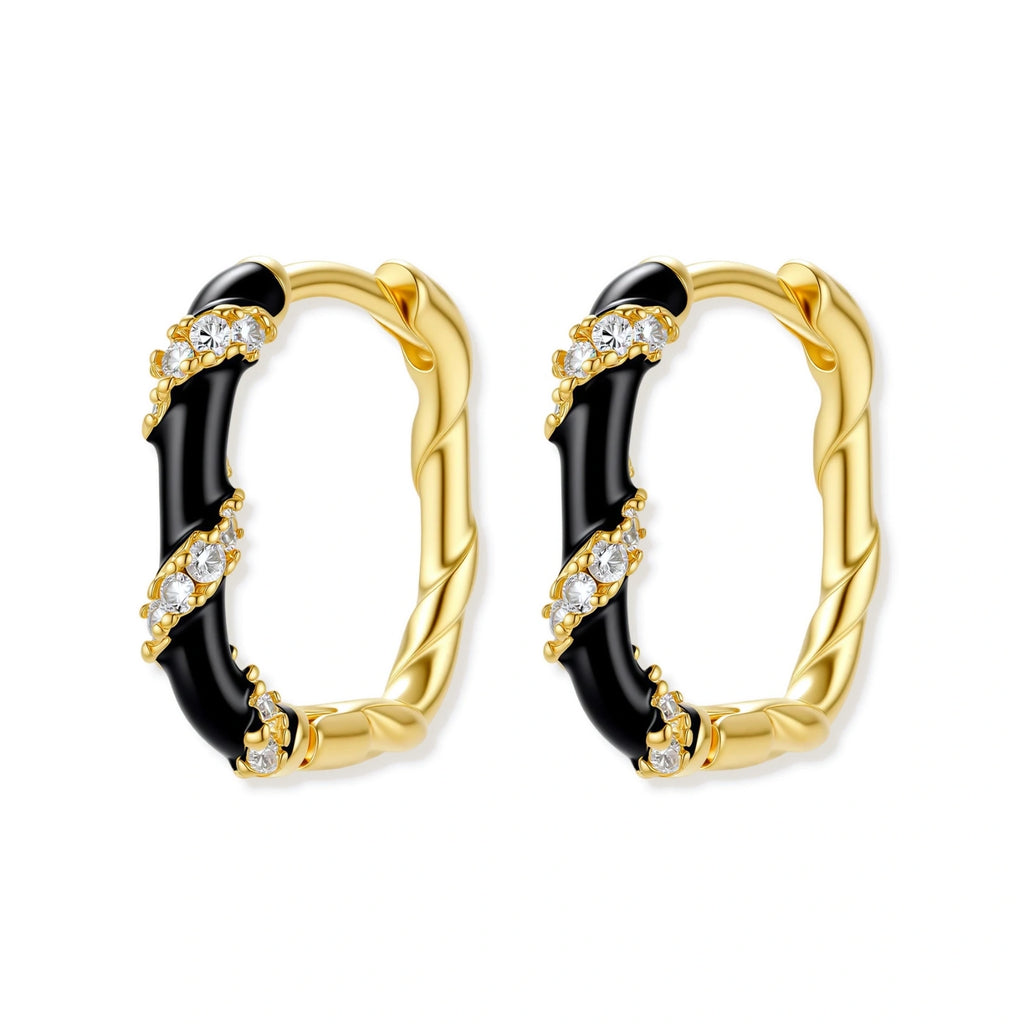 Midnight Stripe Sterling Silver Hoops | Dopamine Alley