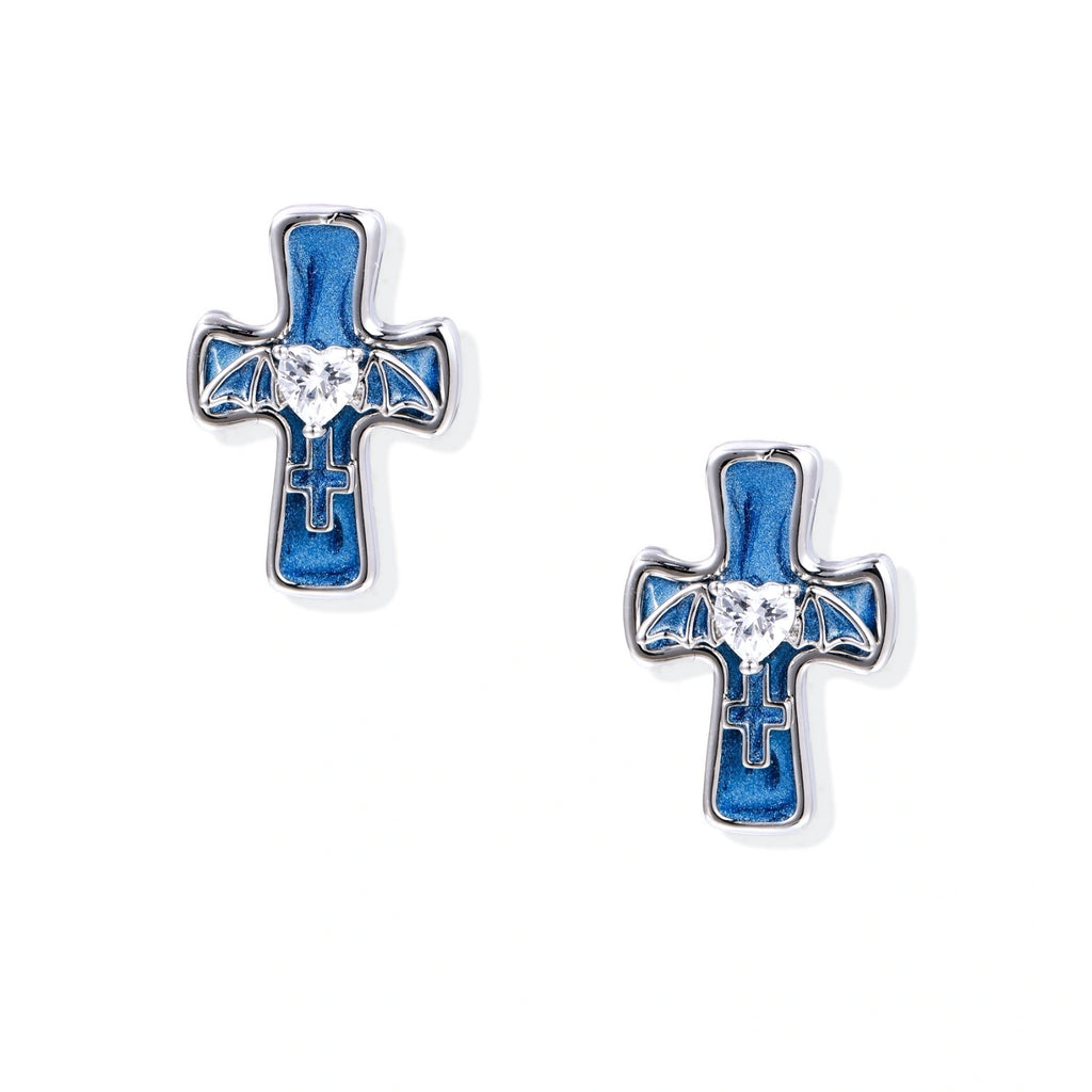 Gothic Cross Heart Earrings | Dopamine Alley