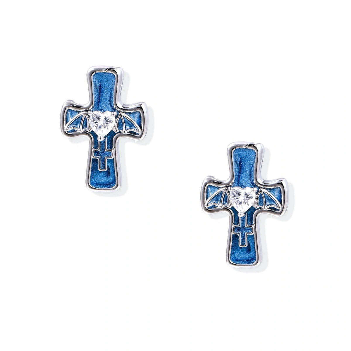 Gothic Cross Heart Earrings | Dopamine Alley
