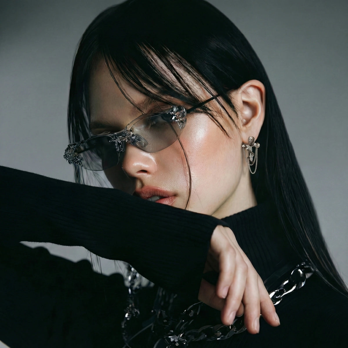 Serpent Cross Chain Earrings | Dopamine Alley