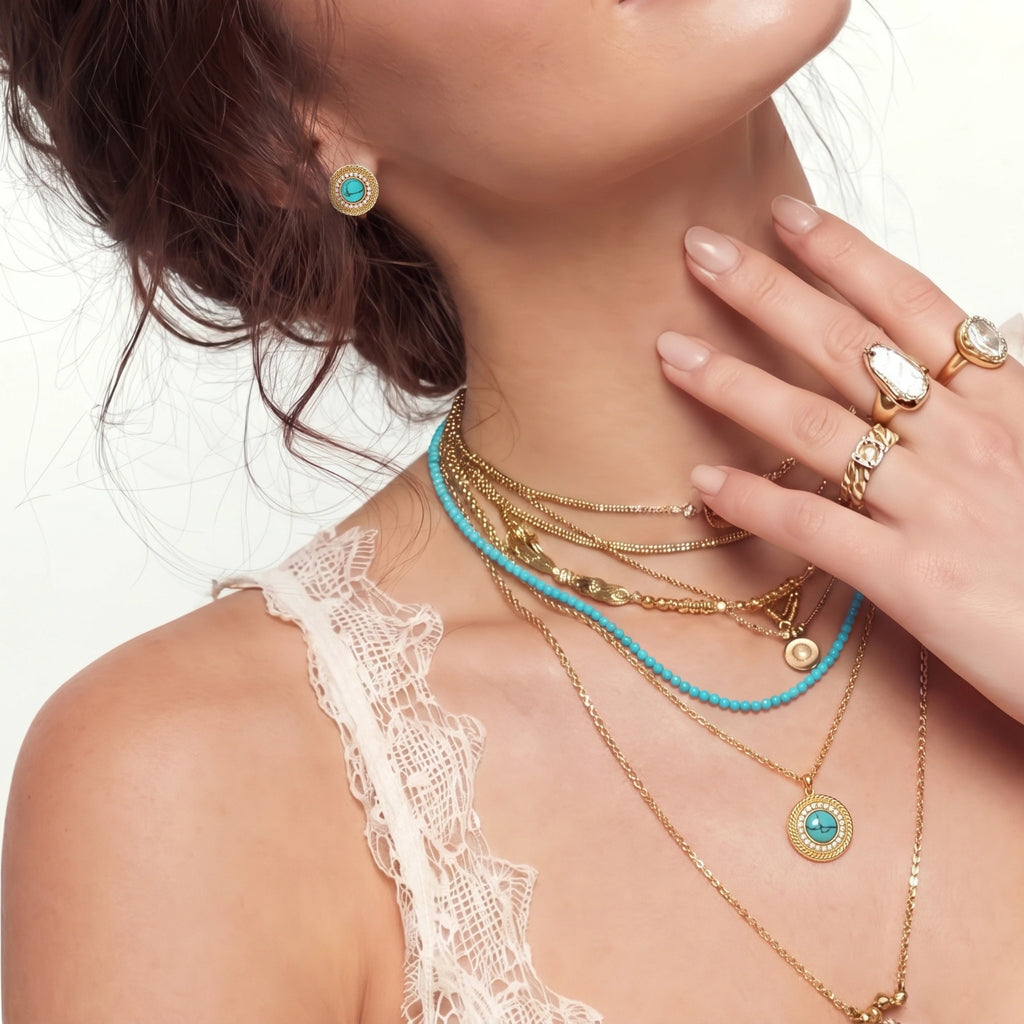 Turquoise Medallion Jewelry Set | Dopamine Alley