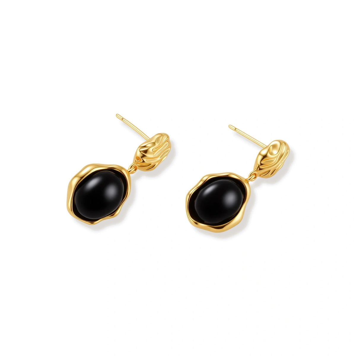 Ripple Black Agate Drop Earrings | Dopamine Alley