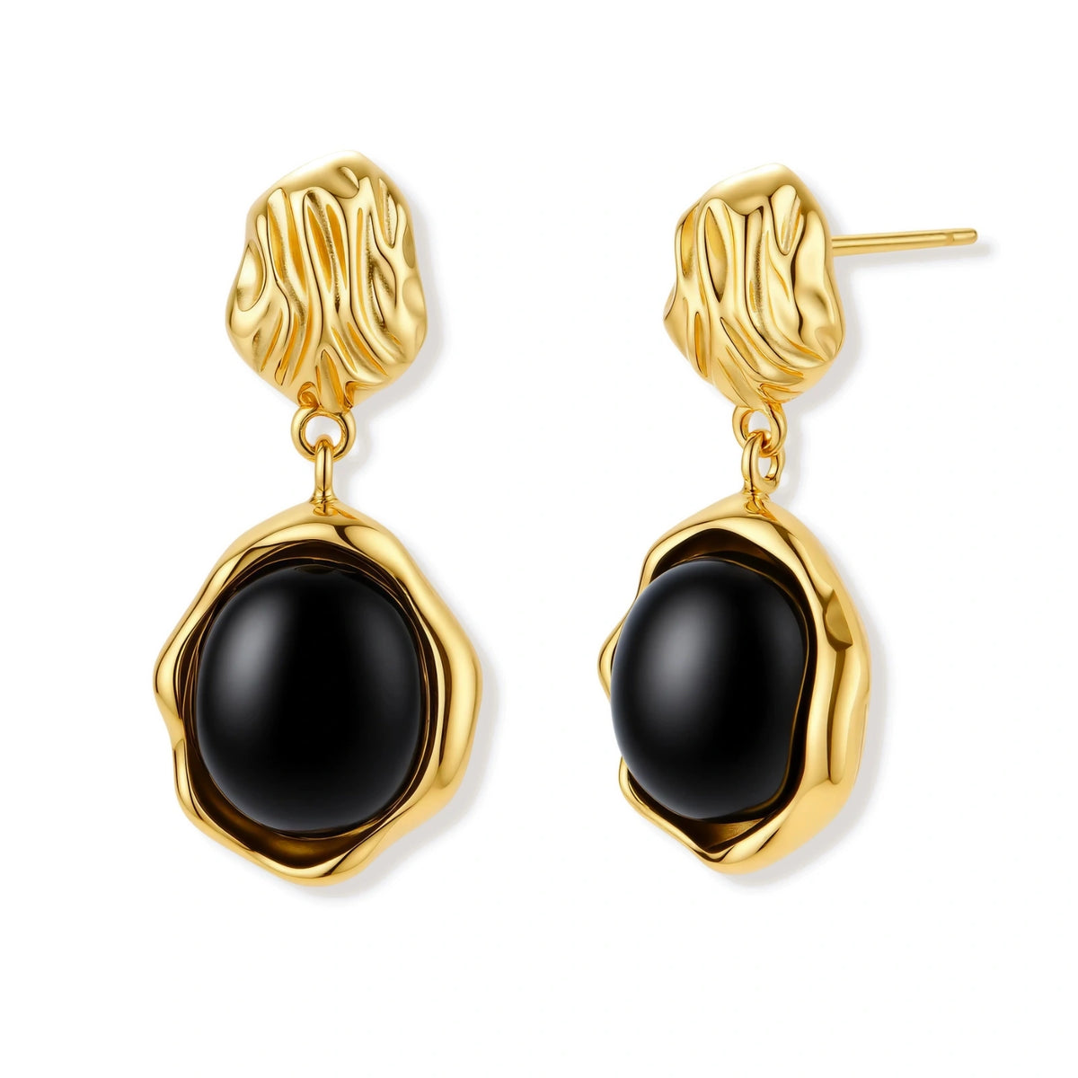 Ripple Black Agate Drop Earrings | Dopamine Alley