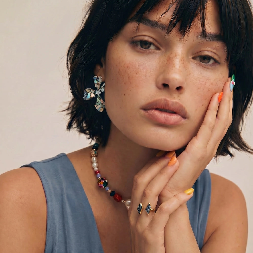 Celestial Shell Cross Studs | Dopamine Alley