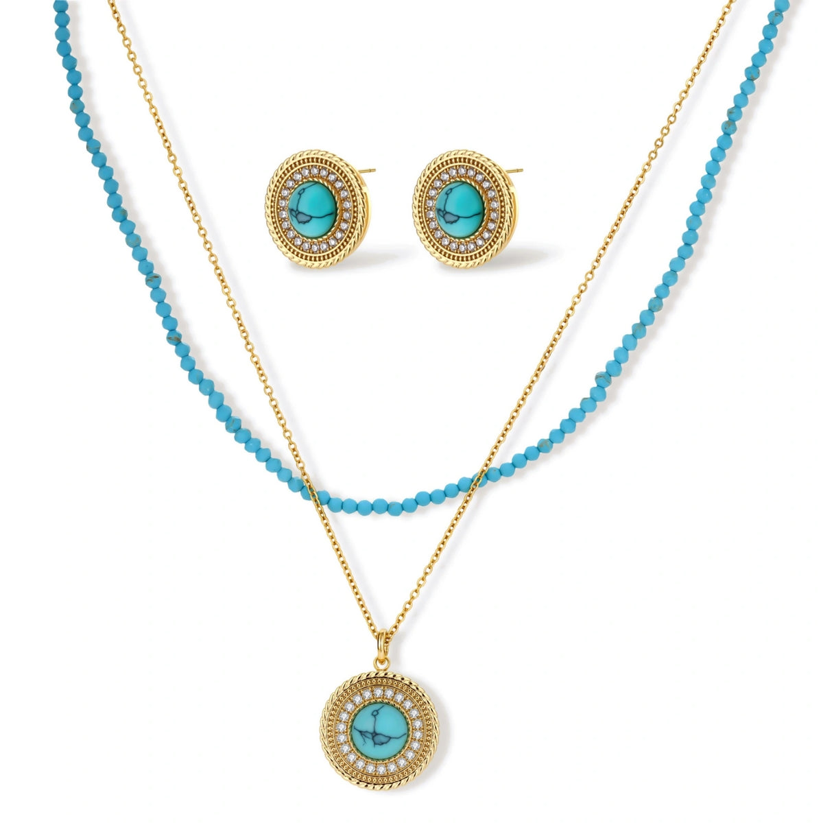 Turquoise Medallion Jewelry Set | Dopamine Alley