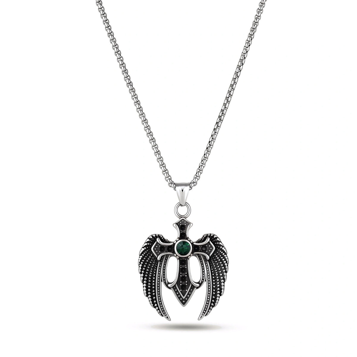 Dark Angel Wing Cross Necklace | Dopamine Alley