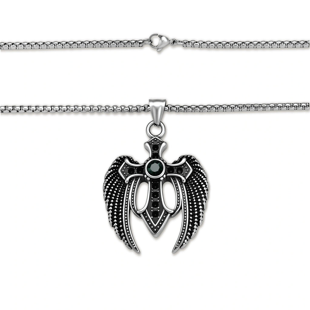 Dark Angel Wing Cross Necklace | Dopamine Alley