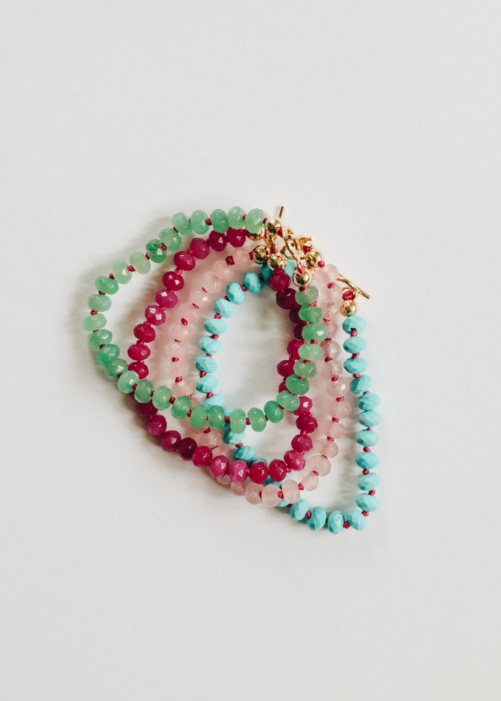 Pink Beaded Bracelet or Anklet with 14k Gold-Filled Accents