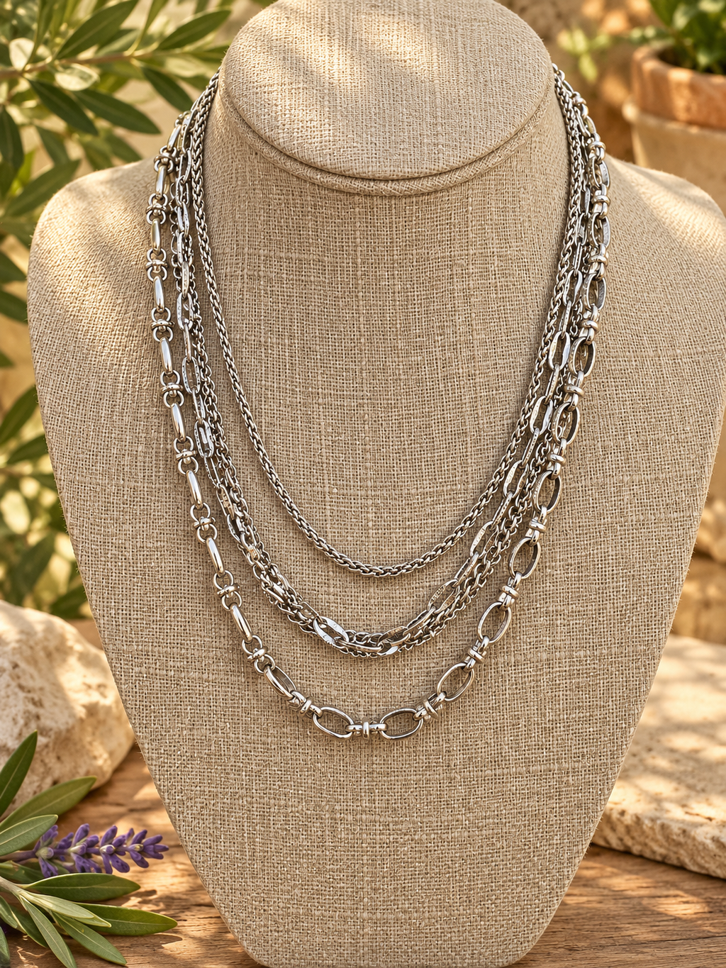 Three-Chain Layering Necklace by Bellaforma Jewelry