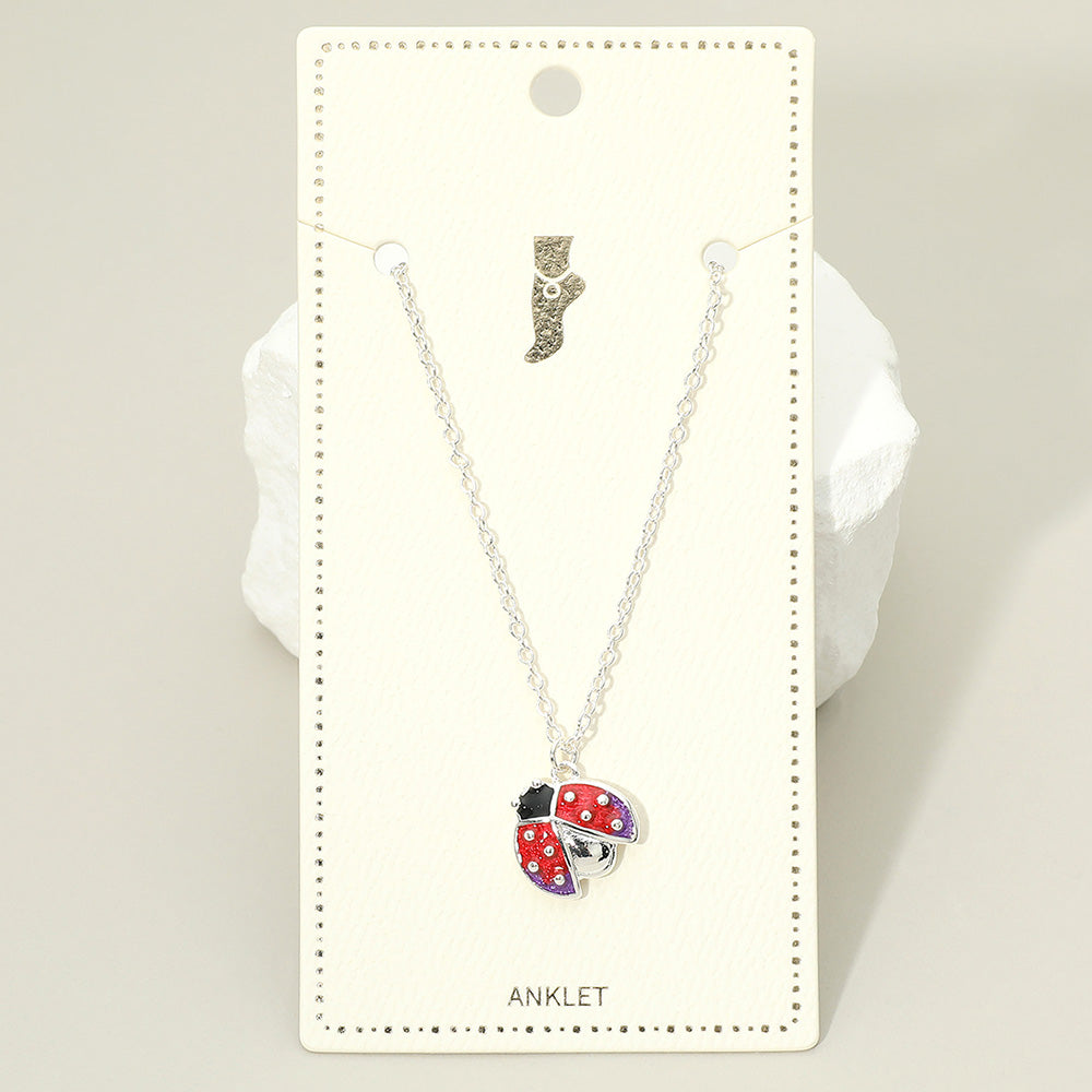 Enamel Ladybug Charm Anklet