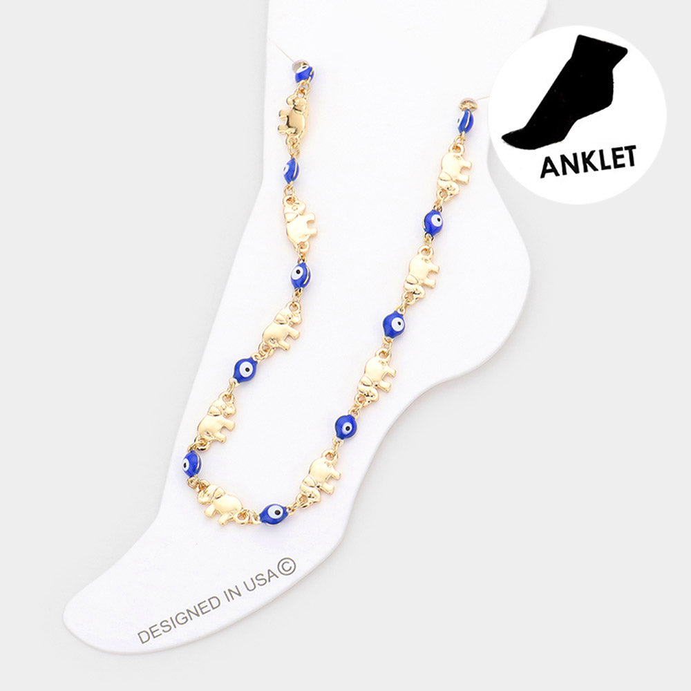 Evil Eye Elephant Anklet