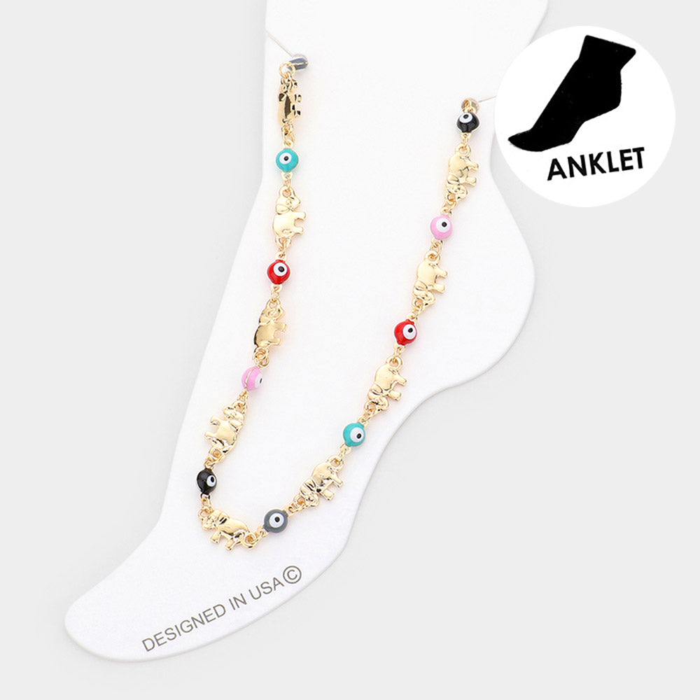 Evil Eye Elephant Anklet