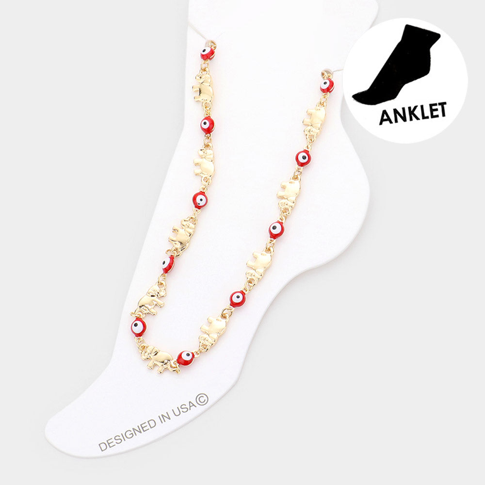 Evil Eye Elephant Anklet