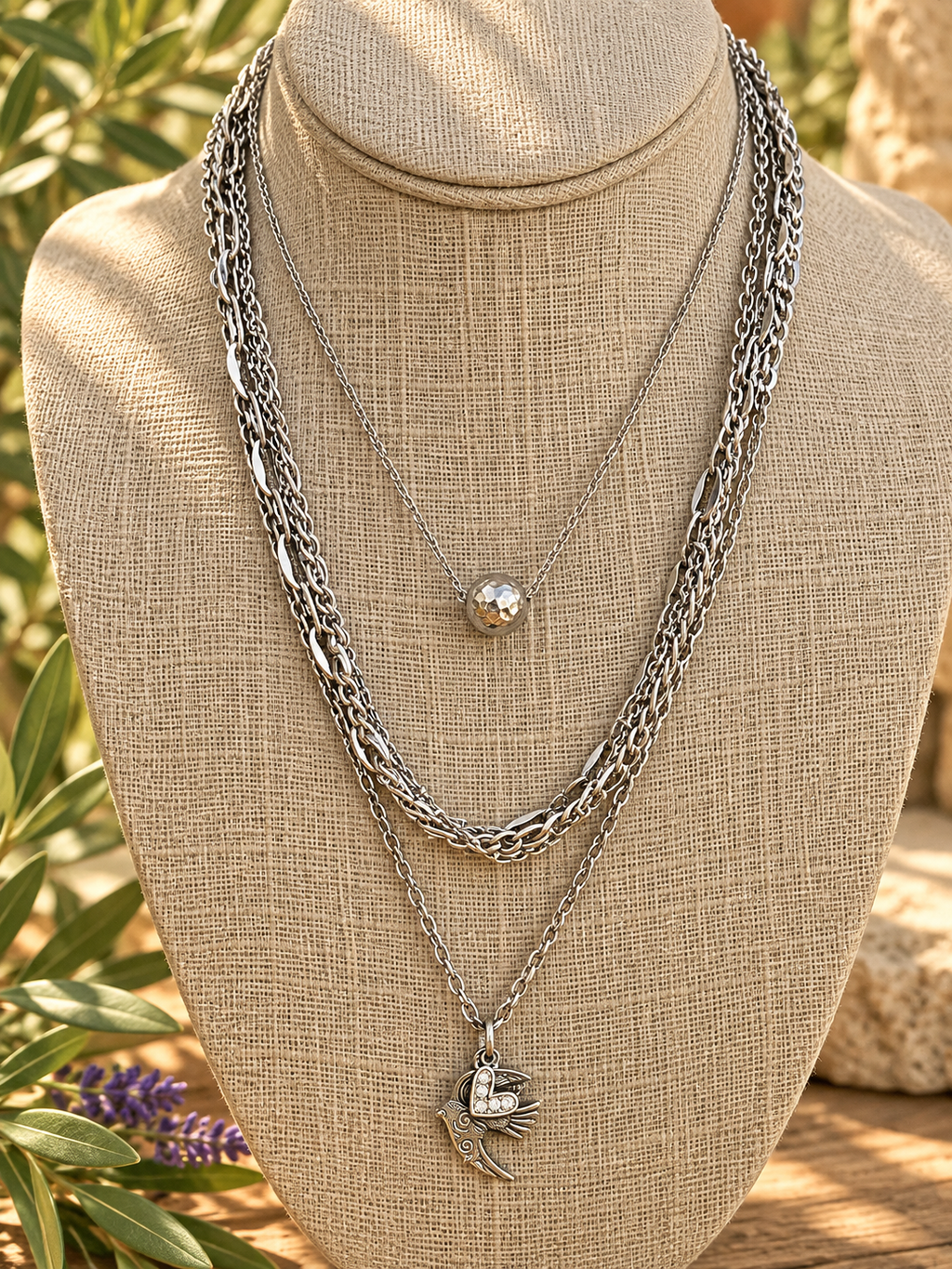 Three-Chain Layering Necklace by Bellaforma Jewelry