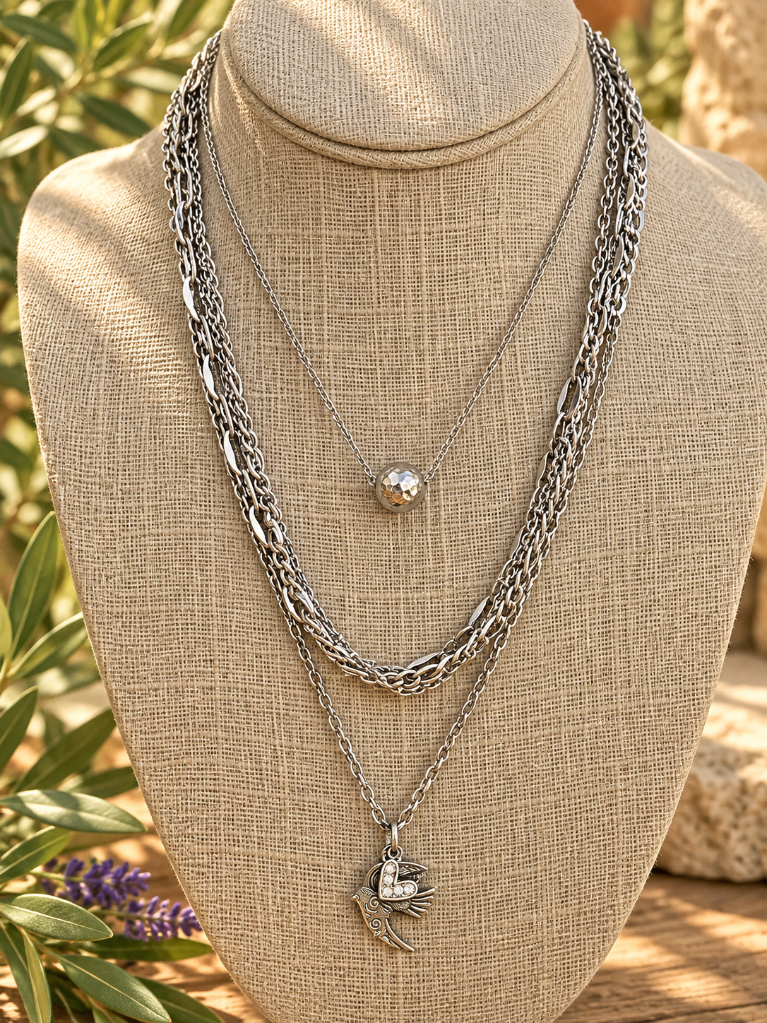 Three-Chain Layering Necklace by Bellaforma Jewelry