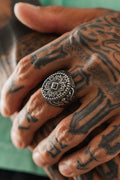 Midnight Crest Stainless Steel Statement Ring