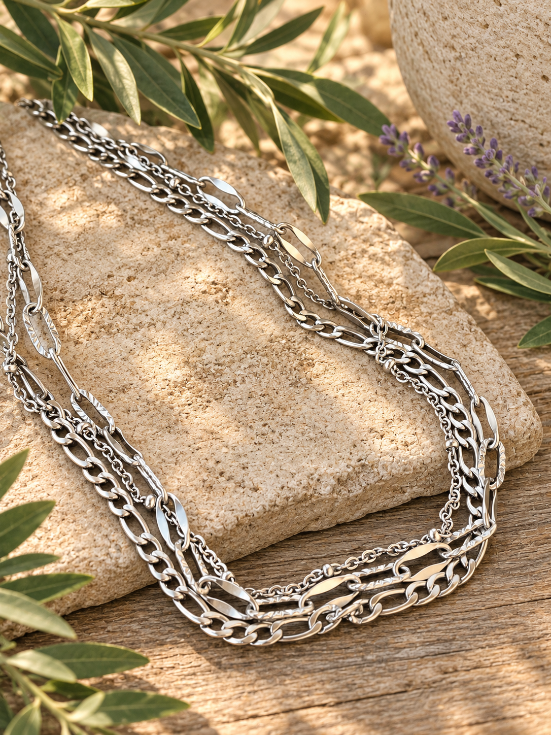 Three-Chain Layering Necklace by Bellaforma Jewelry