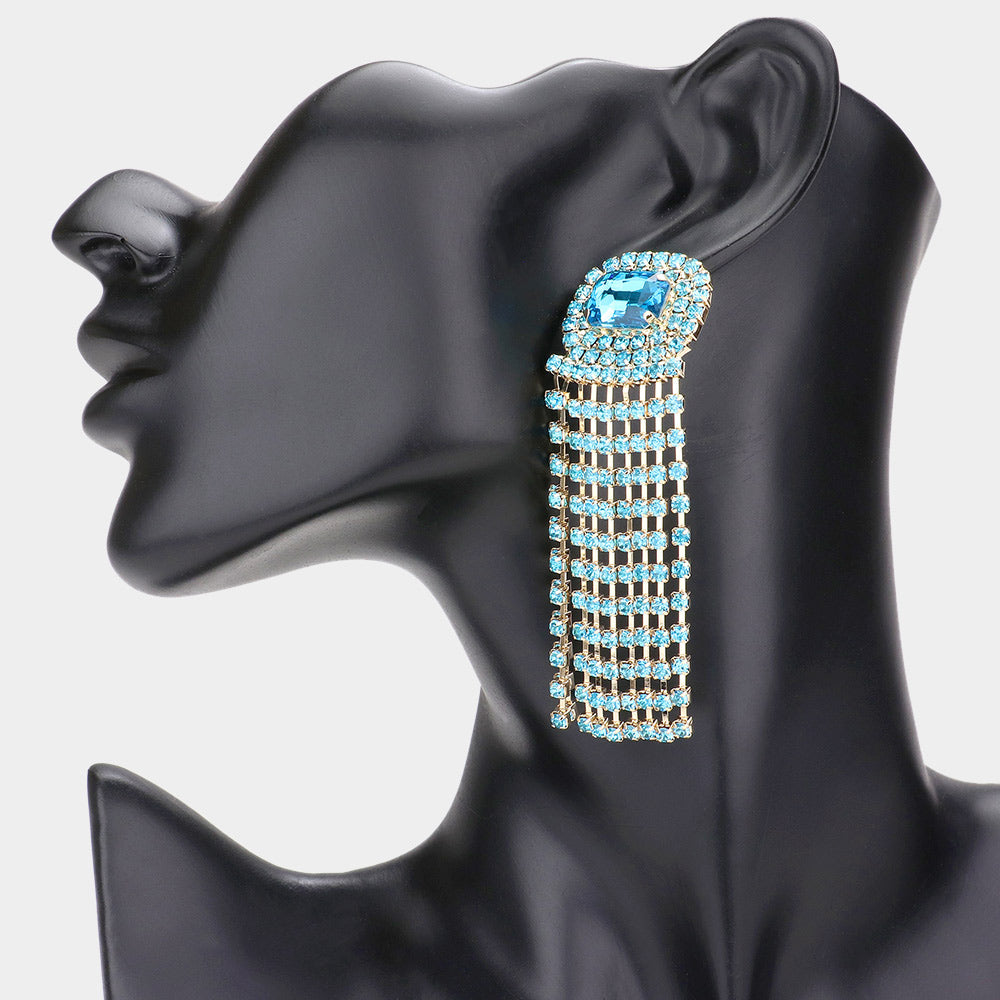 Rhinestone Fringe Statement Earrings