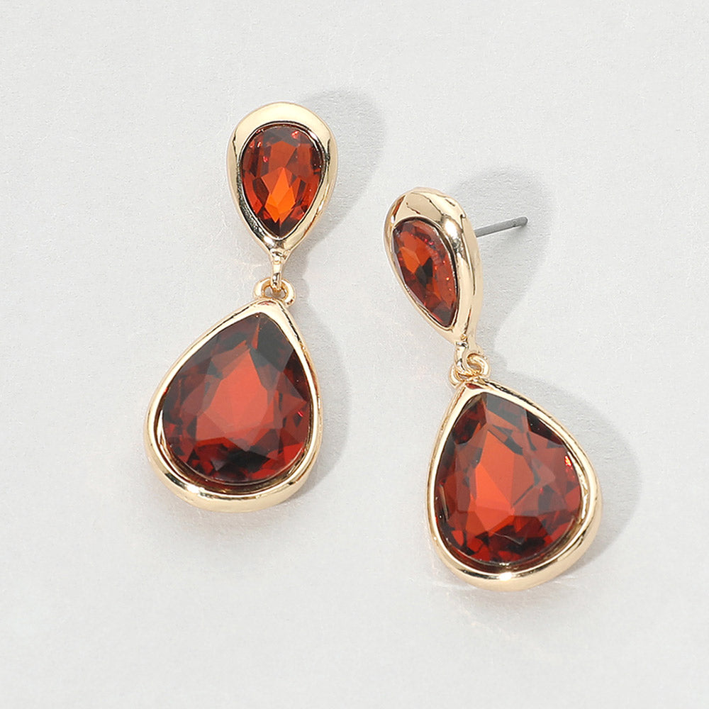 Faceted Teardrop Statement Earrings