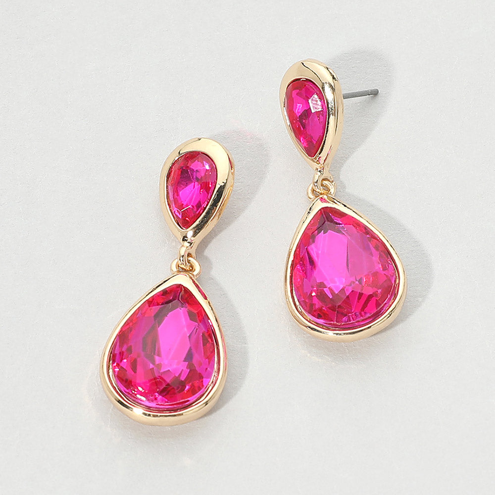 Faceted Teardrop Statement Earrings