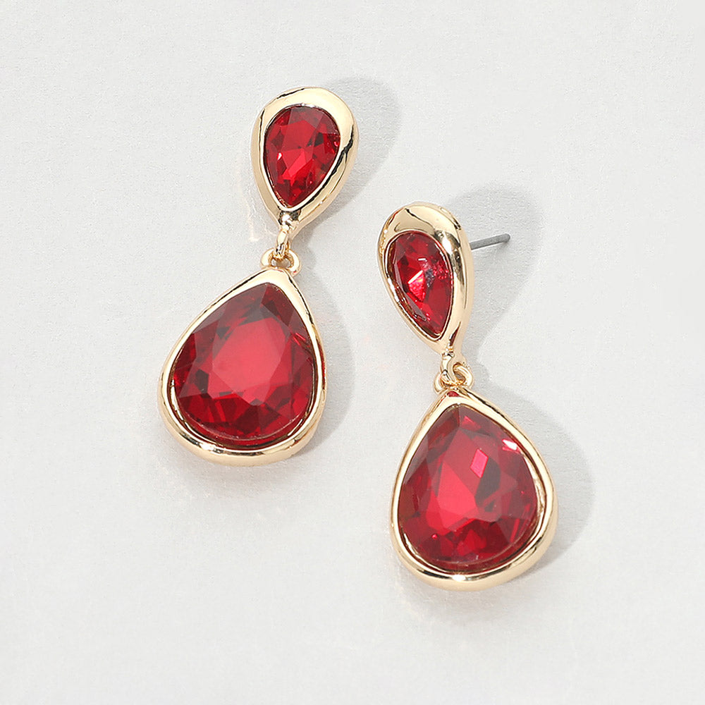 Faceted Teardrop Statement Earrings