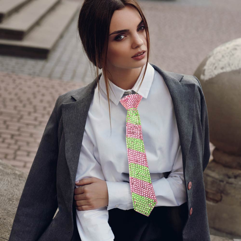 Pink Rhinestone Statement Tie Necklace