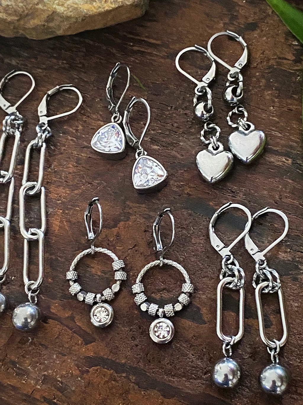 Comparison of earring styles; this listing is for Halo Shimmer Rhinestone Earrings only