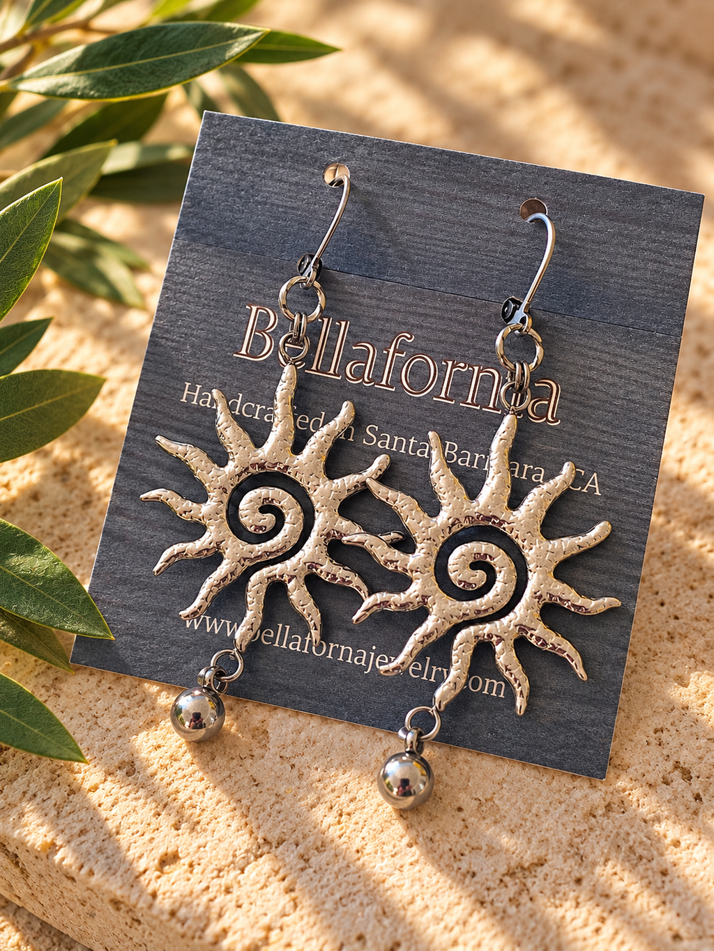 Hammered Sun Drop Earrings by Bellaforma Jewelry