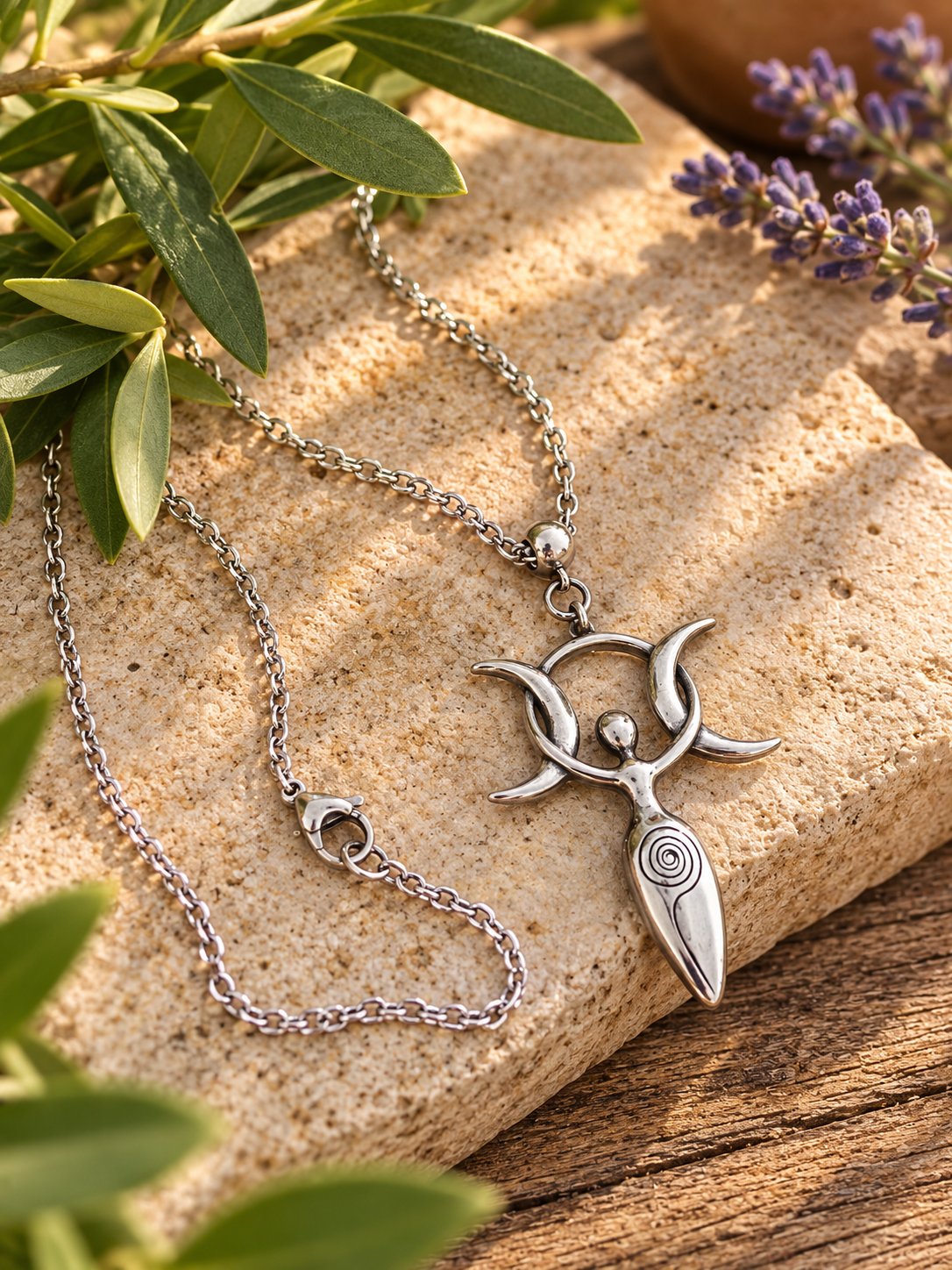 Moon Goddess Pendant Necklace by Bellaforma Jewelry