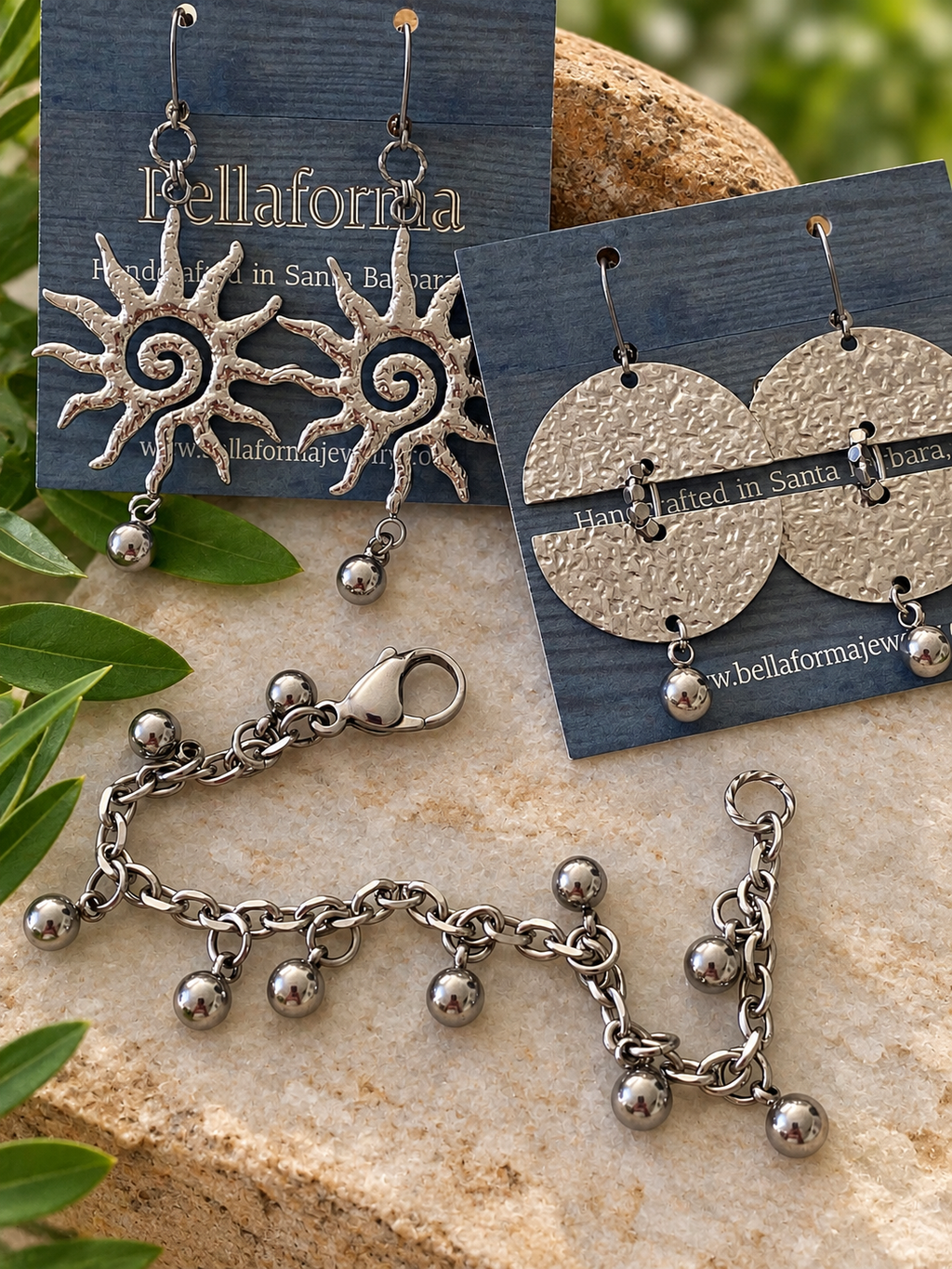 Hammered Sun Drop Earrings by Bellaforma Jewelry