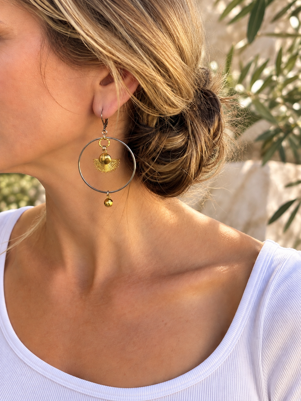 Samala Sun Hoop Earrings by Bellaforma Jewelry