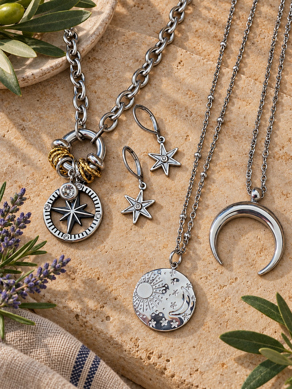 Crescent Moon Pendant Necklace by Bellaforma Jewelry