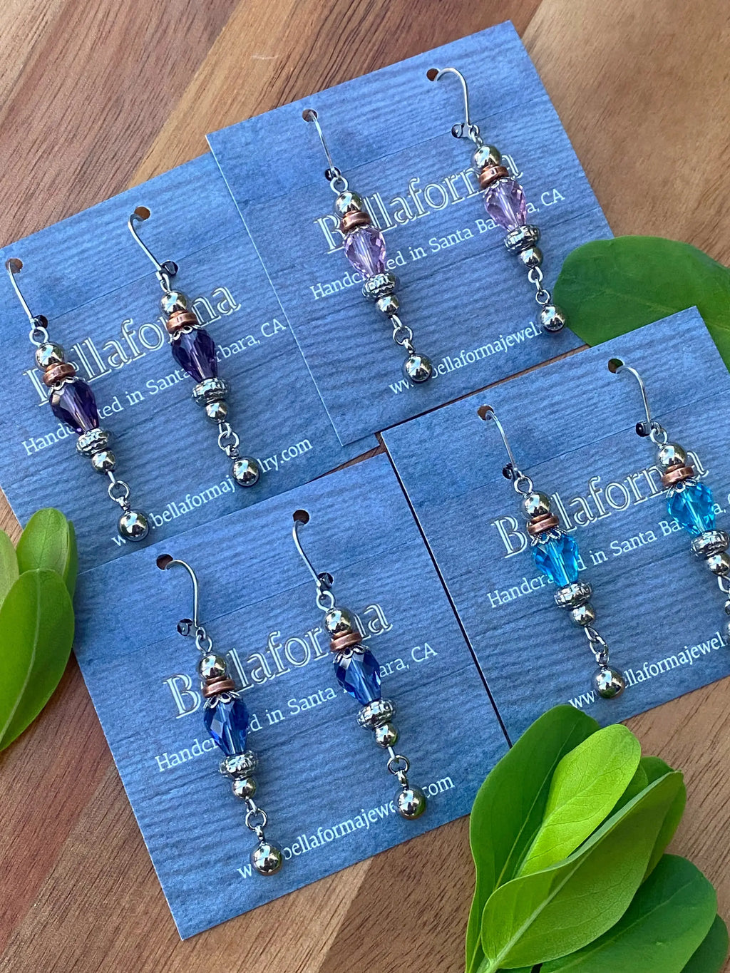 Silver Spice Glass Teardrop Earrings by Bellaforma Jewelry