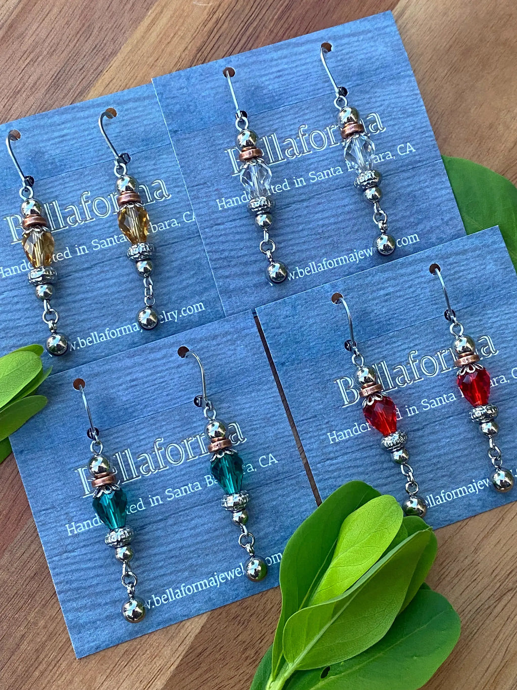 Silver Spice Glass Teardrop Earrings by Bellaforma Jewelry