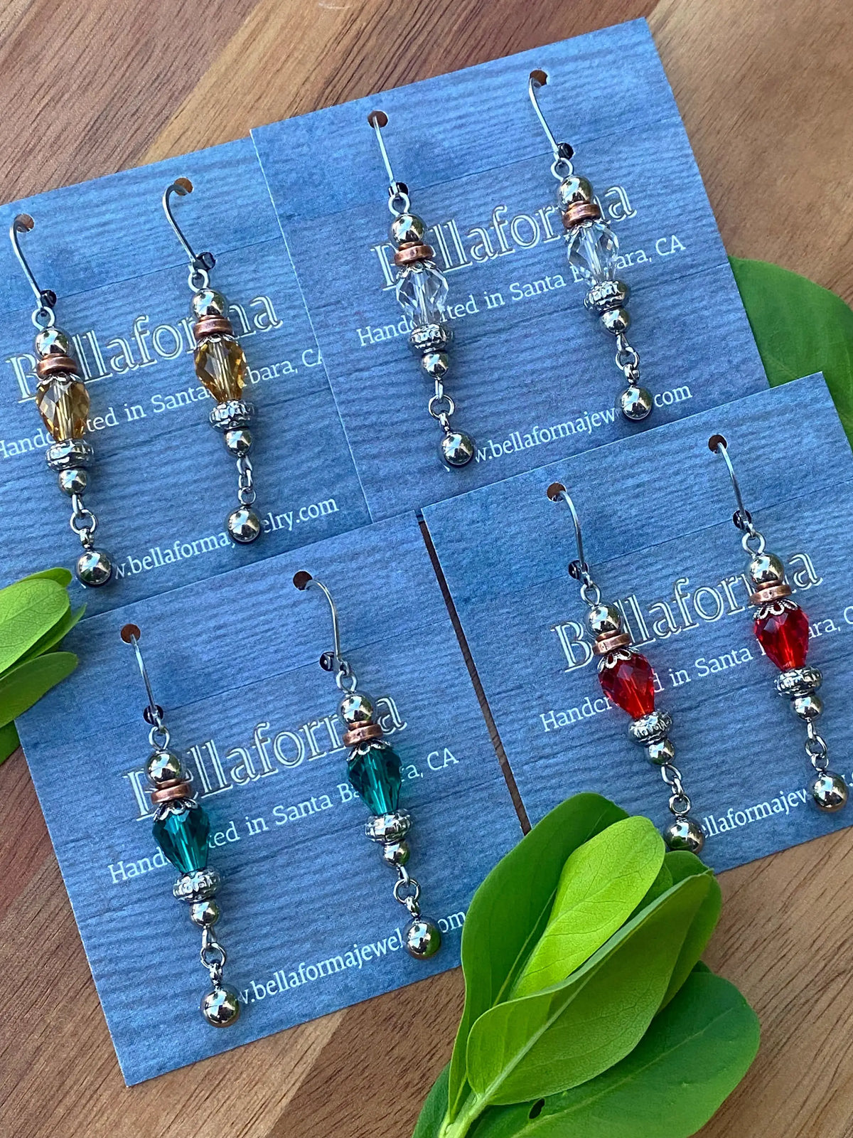 Silver Spice Glass Teardrop Earrings by Bellaforma Jewelry