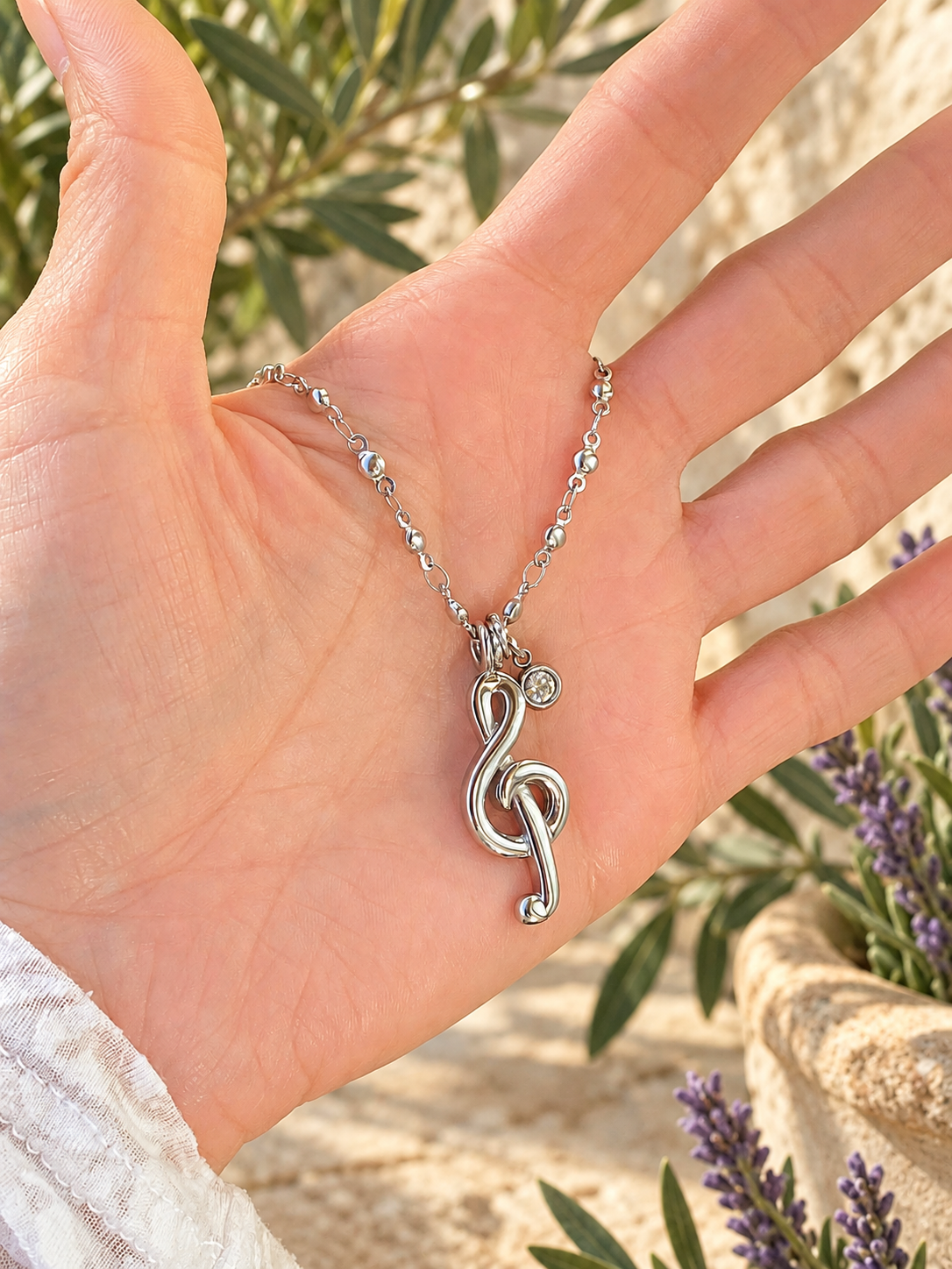 Musical Note Treble Clef Necklace by Bellaforma Jewelry