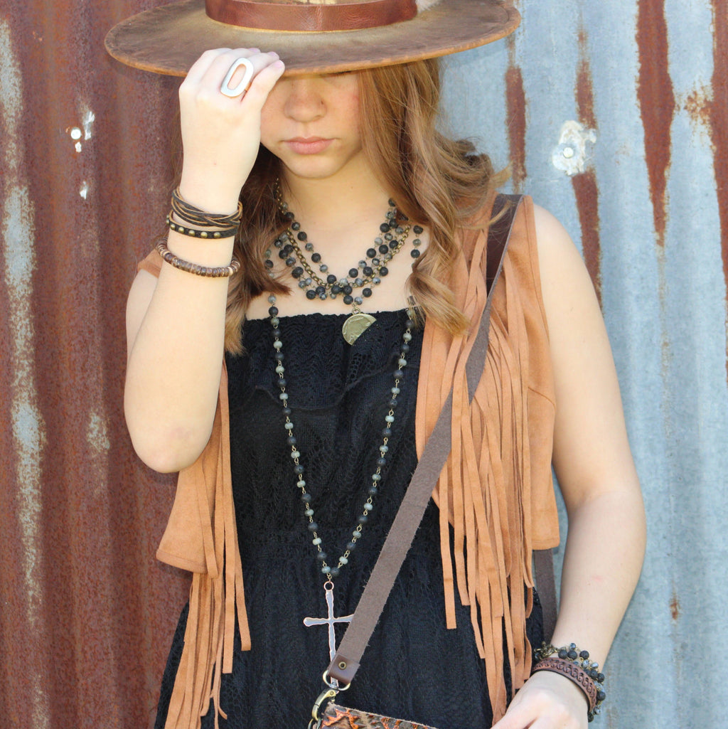 Dark Brown X-Laced Leather Cuff