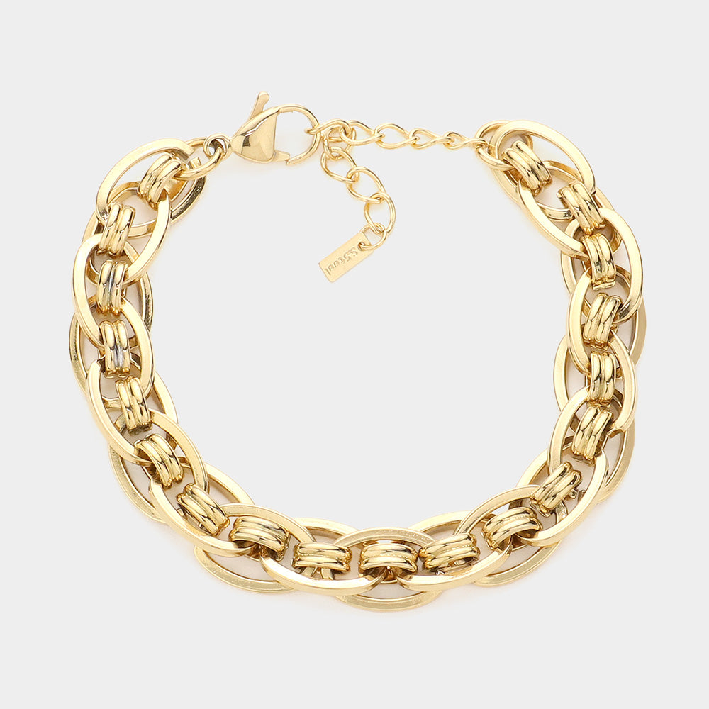Gold-Plated Stainless Steel Chain Bracelet