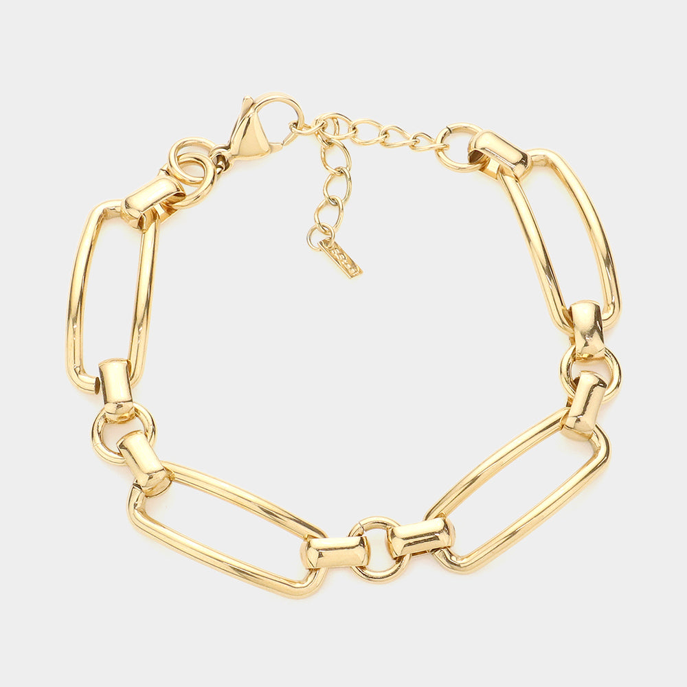 Gold-Plated Stainless Steel Chain Bracelet