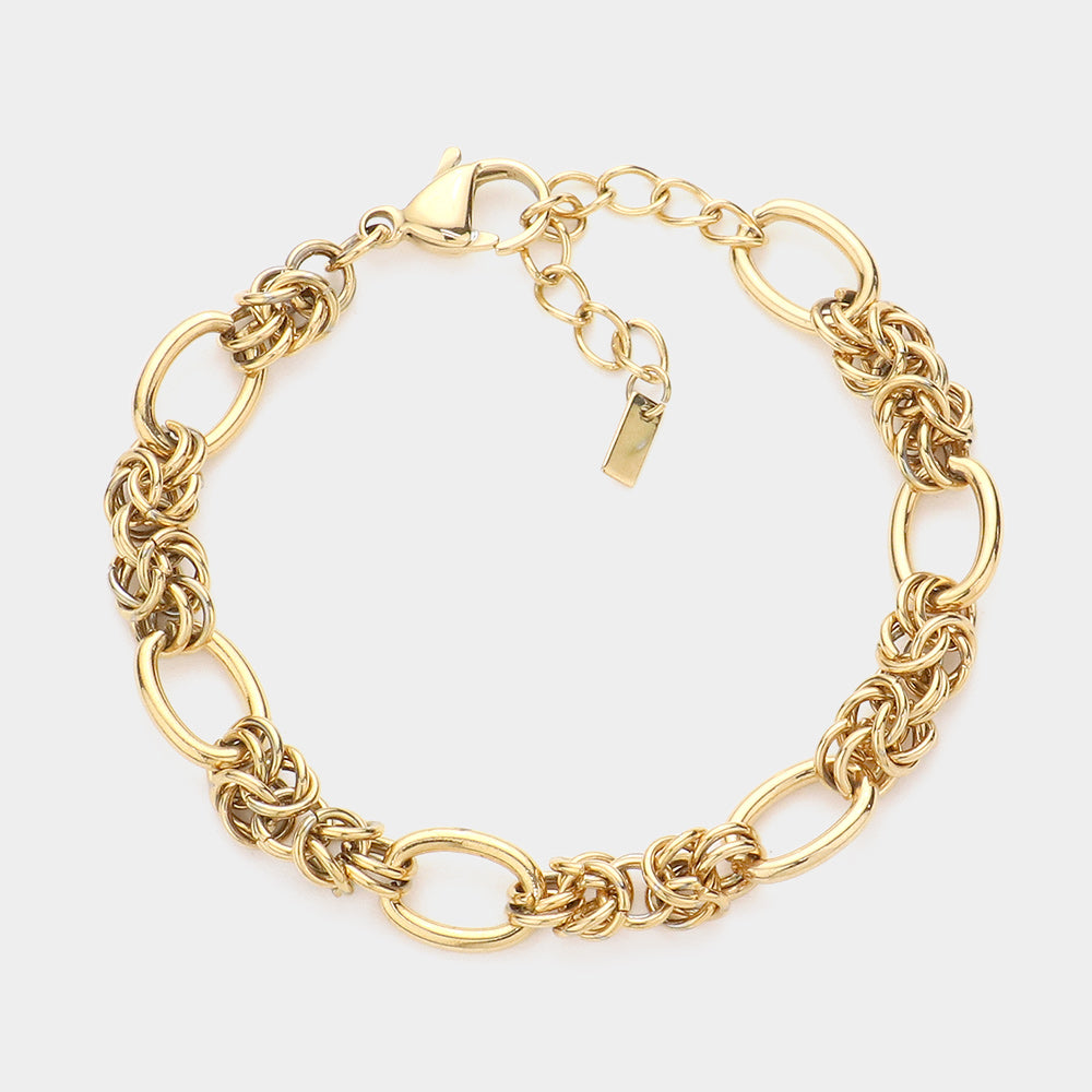 Gold-Plated Stainless Steel Chain Bracelet
