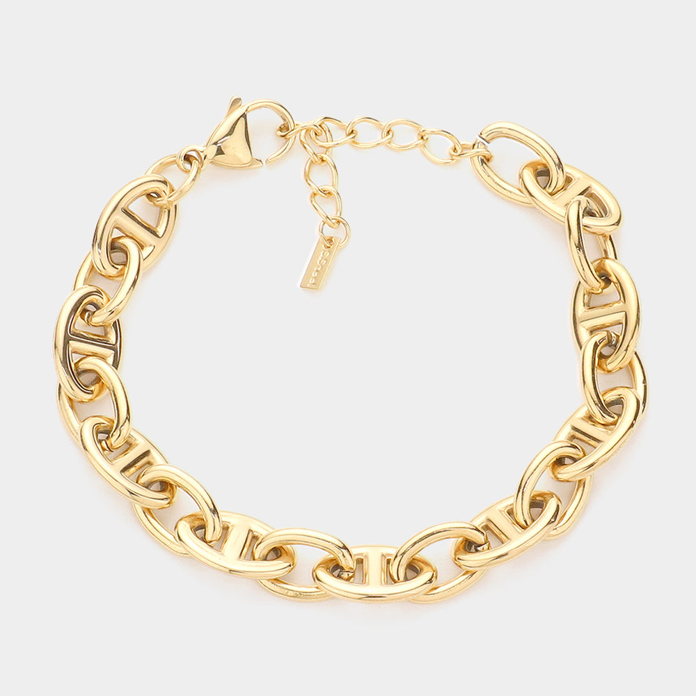 Gold-Plated Stainless Steel Chain Bracelet