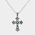 Western Turquoise-Tone Cross Pendant Necklace