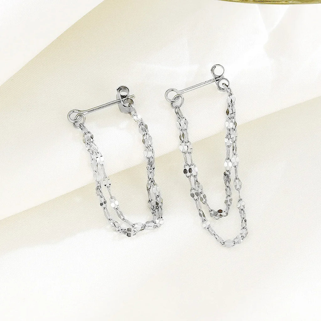 Double-Layer Tassel Chain Earrings