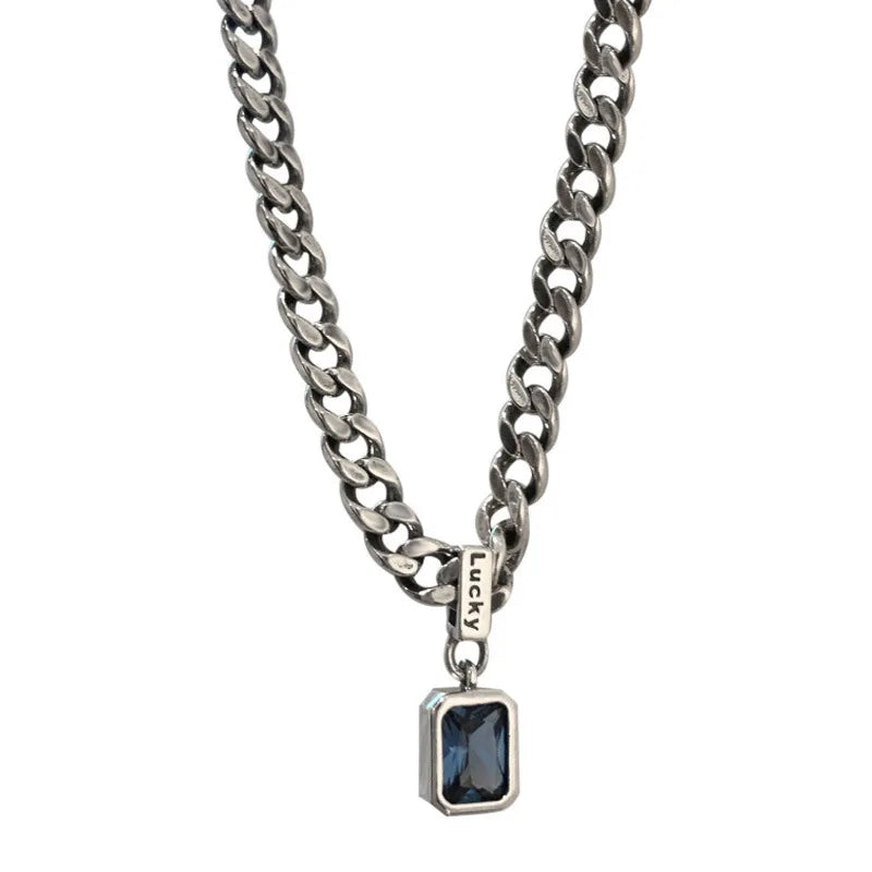 Blue Accent Cuban-Chain Bracelet or Necklace