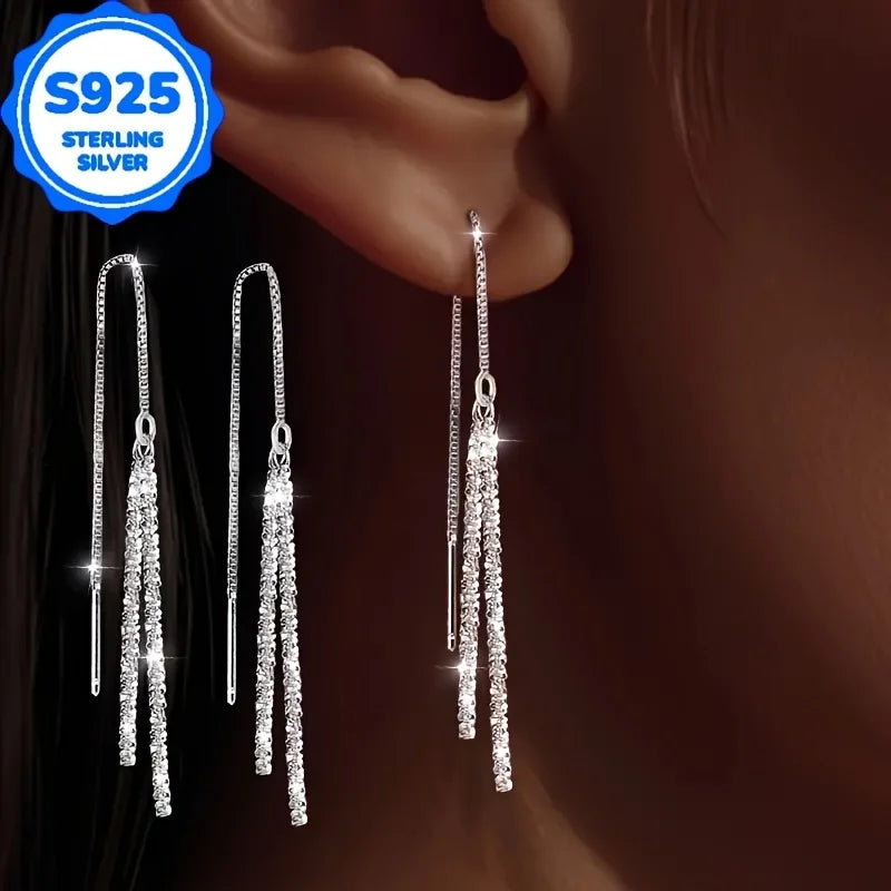 Sparkling Long Drop Earrings